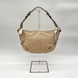 Coach Beige Shoulder Bag with Woven Strap